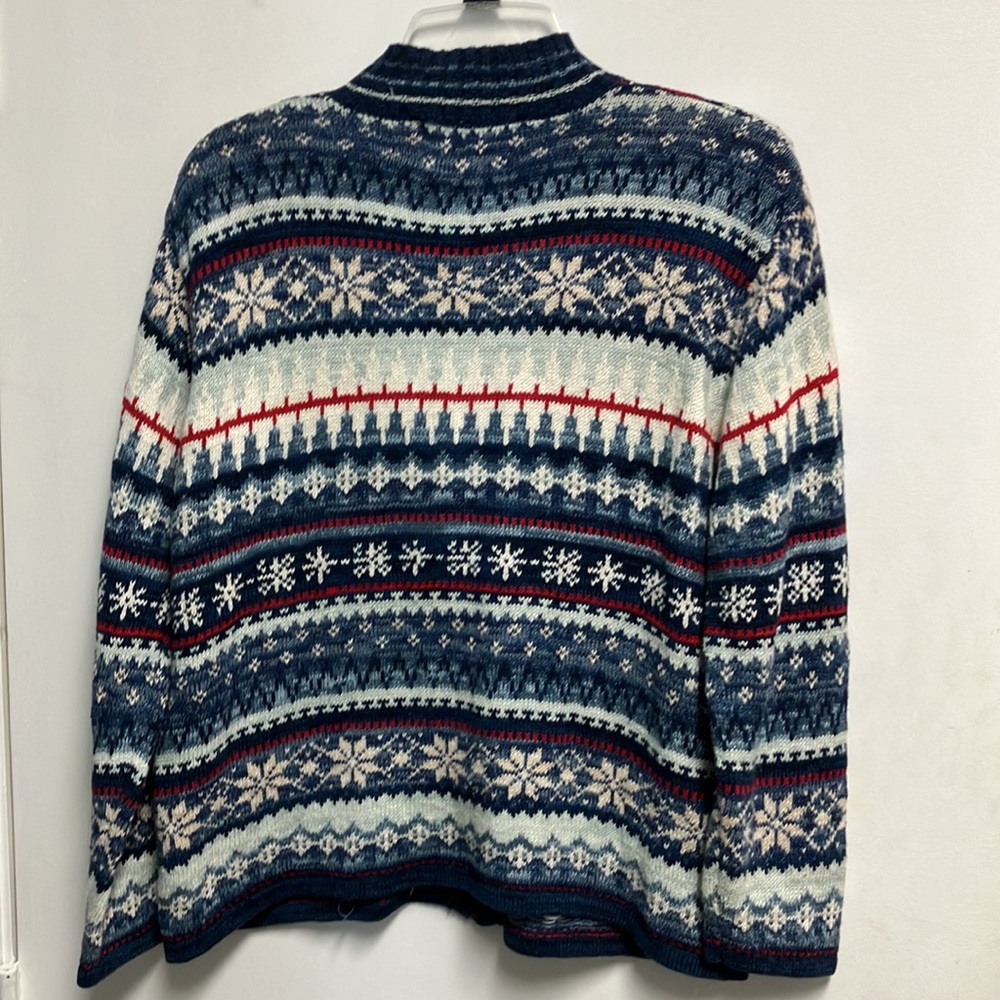 Tiara International Sweater Full Zip Up Fair Isle Colorful Size Large - Picture 7 of 9